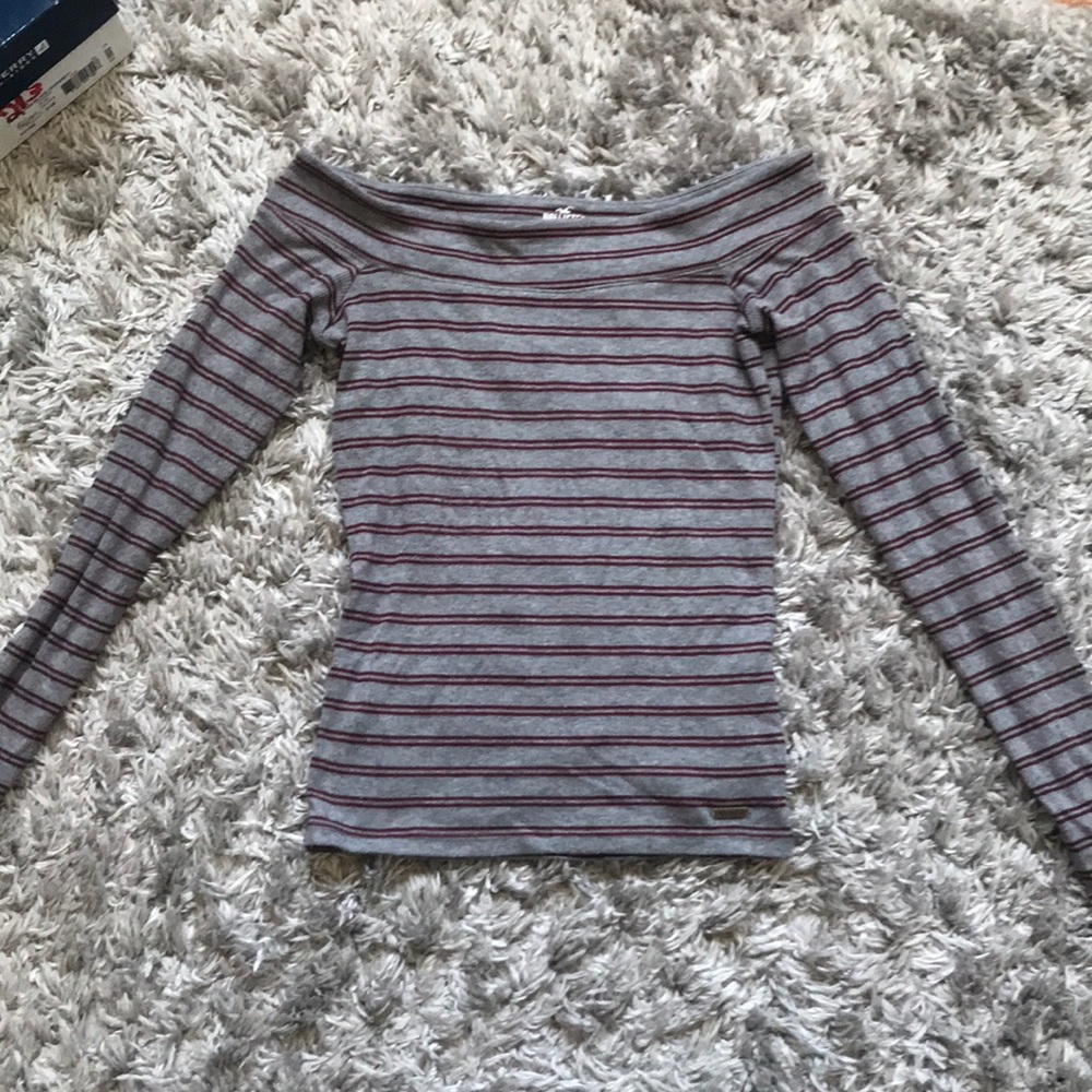 Off the shoulder, long sleeve crop top
